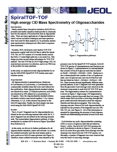 Apps Note CID MS of Oligosaccharides
